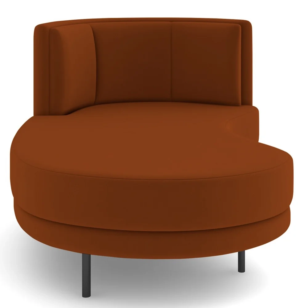 Chaise Longue Divã 164cm Braço Direito Logus D06 Veludo Telha - Mpozenato