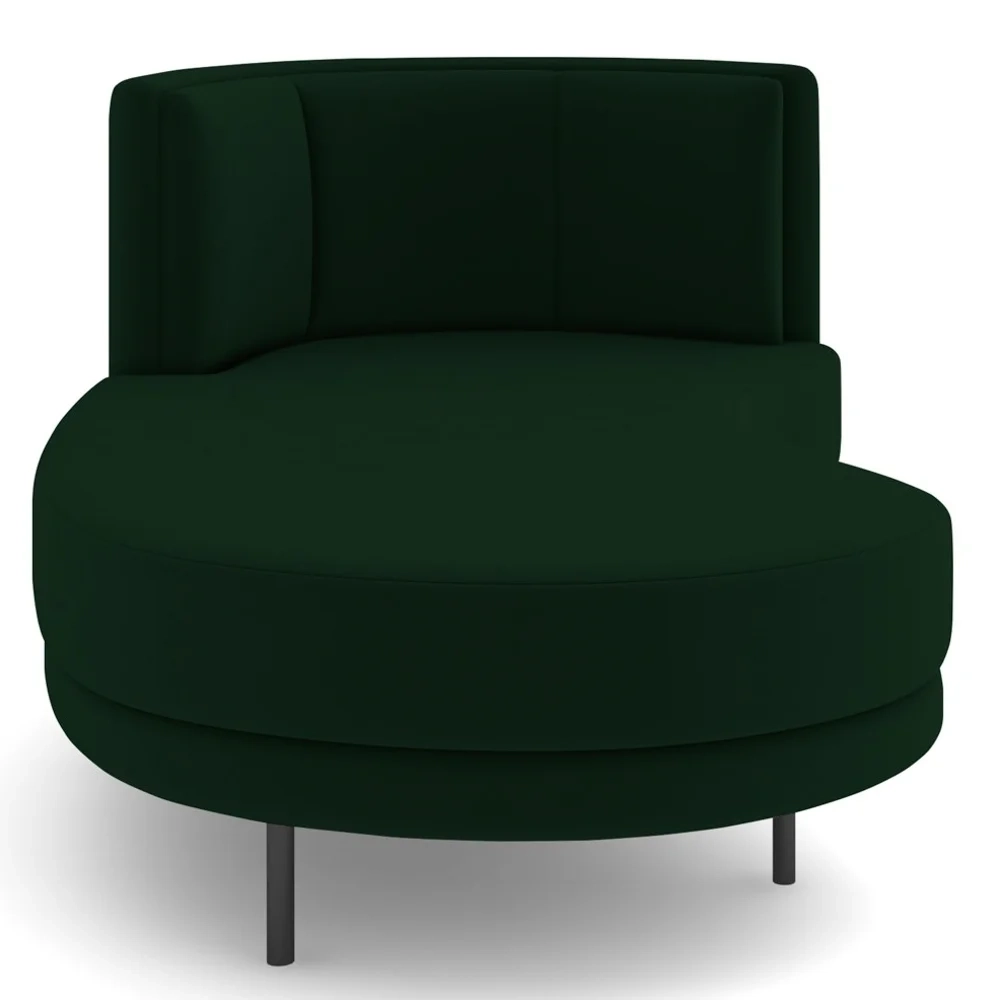 Chaise Longue Divã 164cm Braço Direito Logus D06 Veludo Verde - Mpozenato