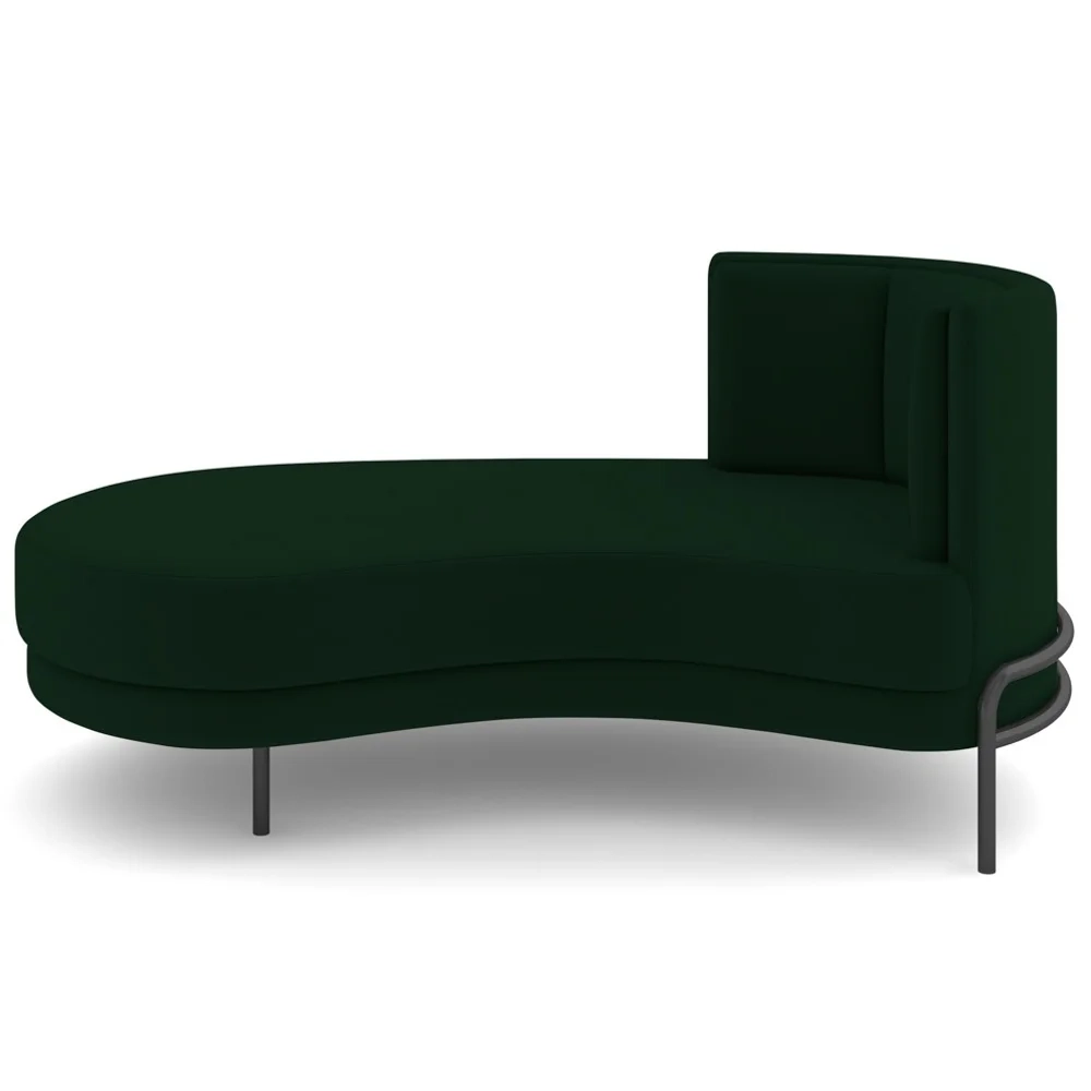 Chaise Longue Divã 164cm Braço Direito Logus D06 Veludo Verde - Mpozenato