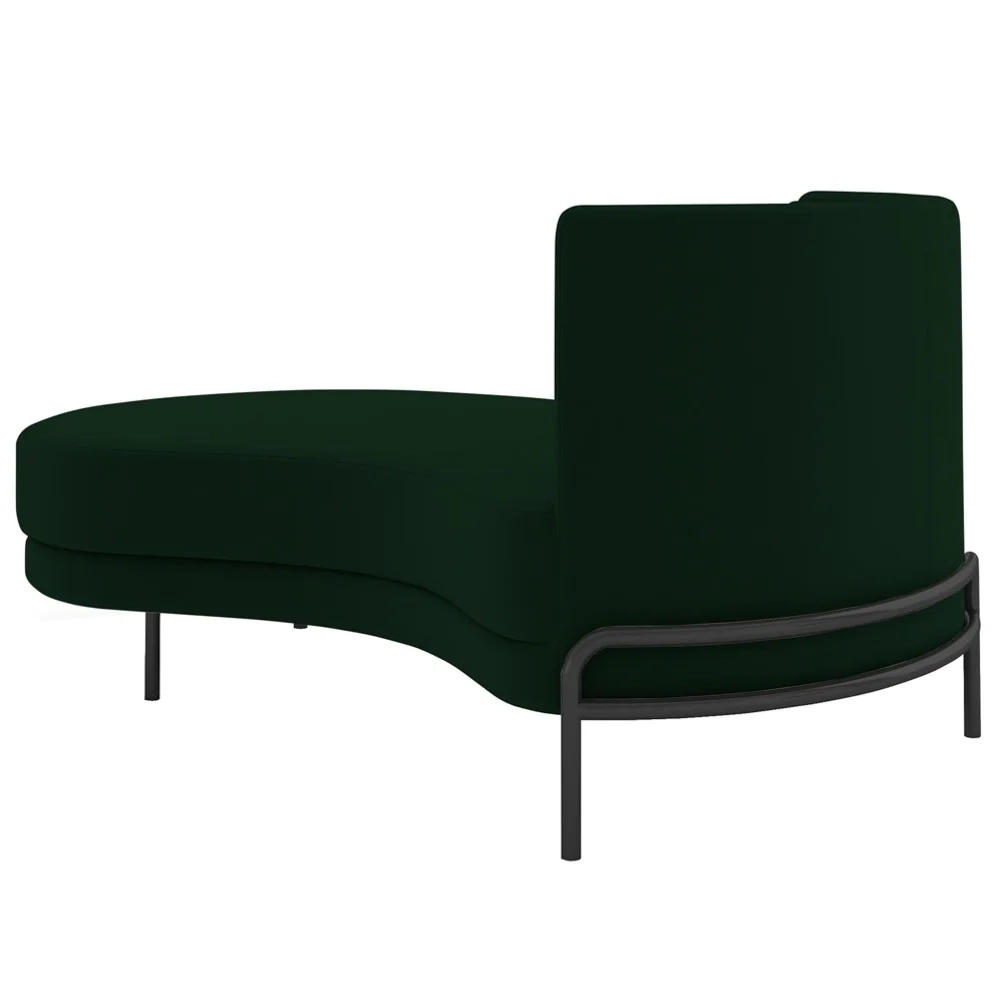 Chaise Longue Divã 164cm Braço Direito Logus D06 Veludo Verde - Mpozenato