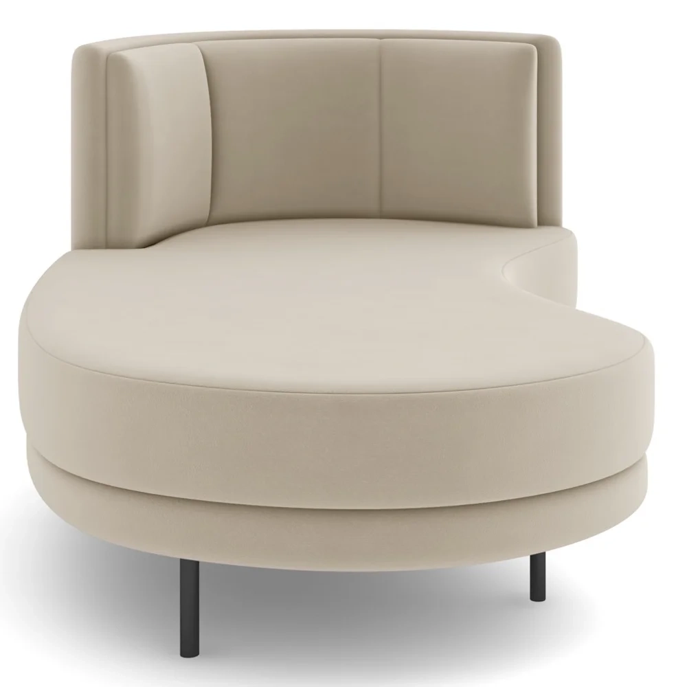 Chaise Longue Divã 164cm Braço Direito Logus D06 Veludo Bege - Mpozenato