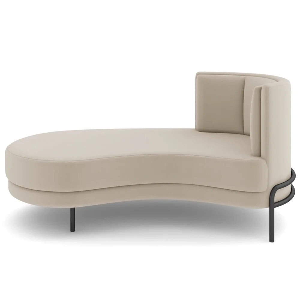 Chaise Longue Divã 164cm Braço Direito Logus D06 Veludo Bege - Mpozenato