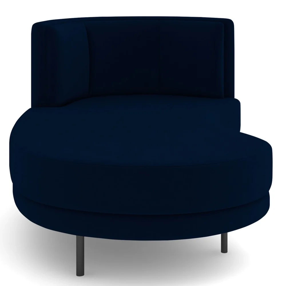 Chaise Longue Divã 164cm Braço Direito Logus D06 Veludo Azul - Mpozenato