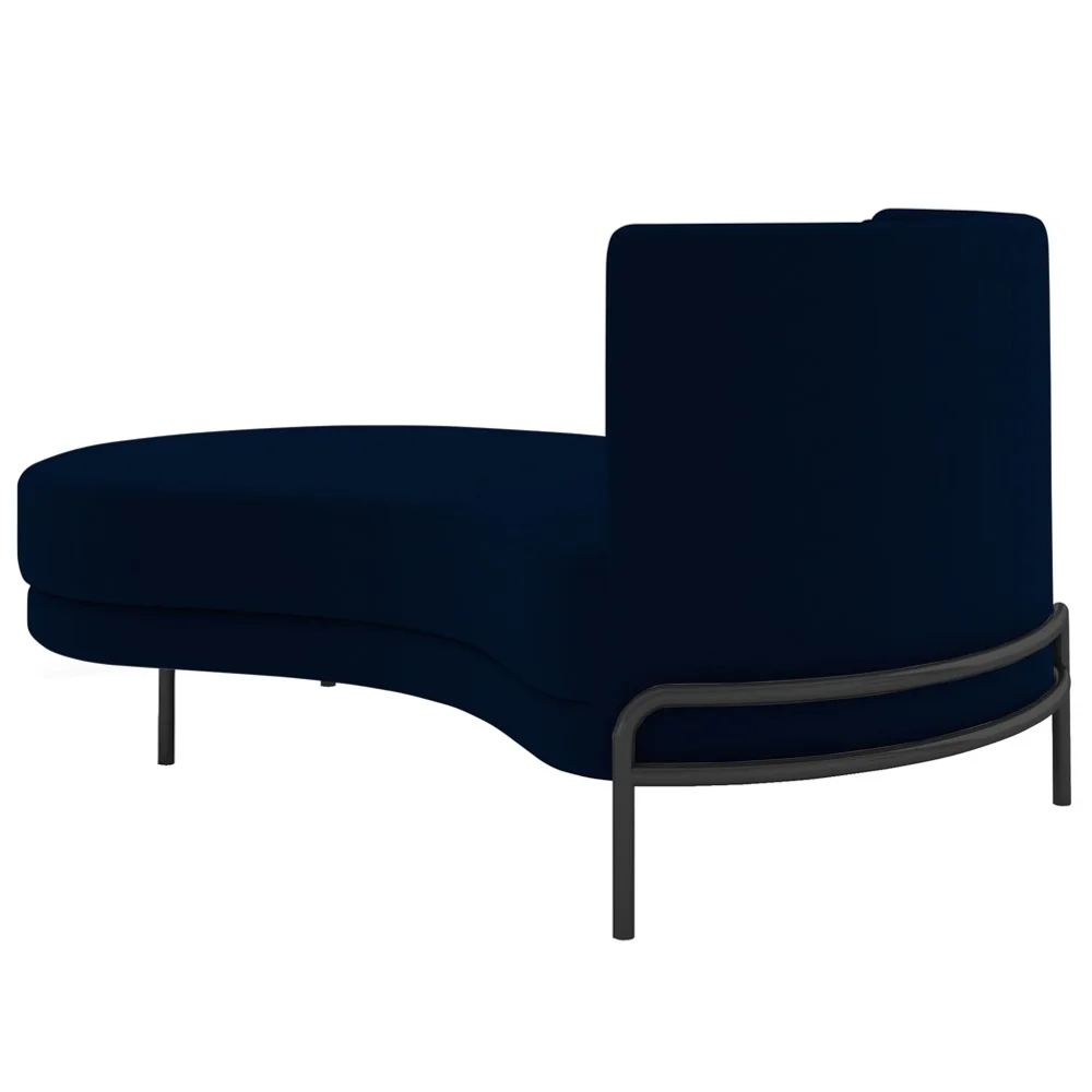 Chaise Longue Divã 164cm Braço Direito Logus D06 Veludo Azul - Mpozenato