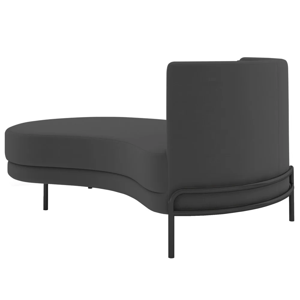 Chaise Longue Divã 164cm Braço Direito Logus D06 Veludo Cinza - Mpozenato