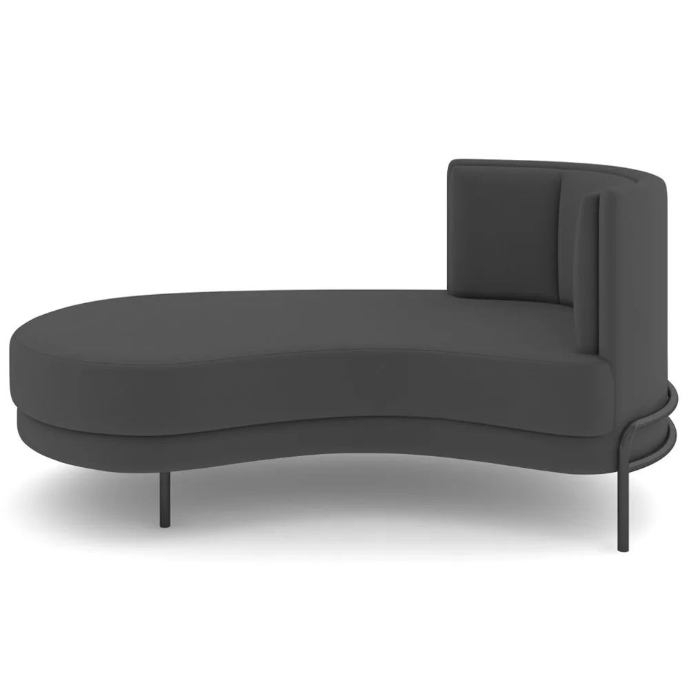 Chaise Longue Divã 164cm Braço Direito Logus D06 Veludo Cinza - Mpozenato