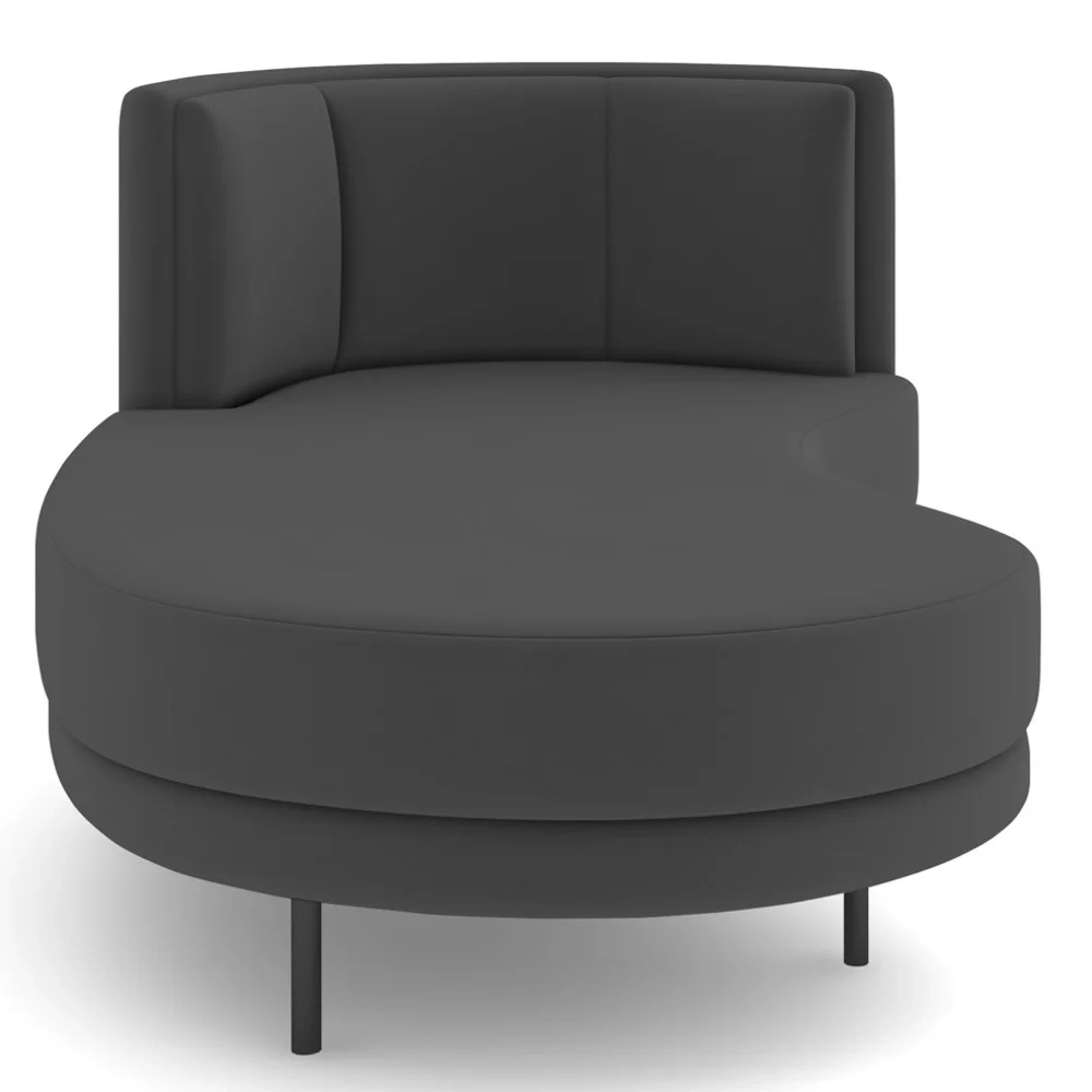 Chaise Longue Divã 164cm Braço Direito Logus D06 Veludo Cinza - Mpozenato