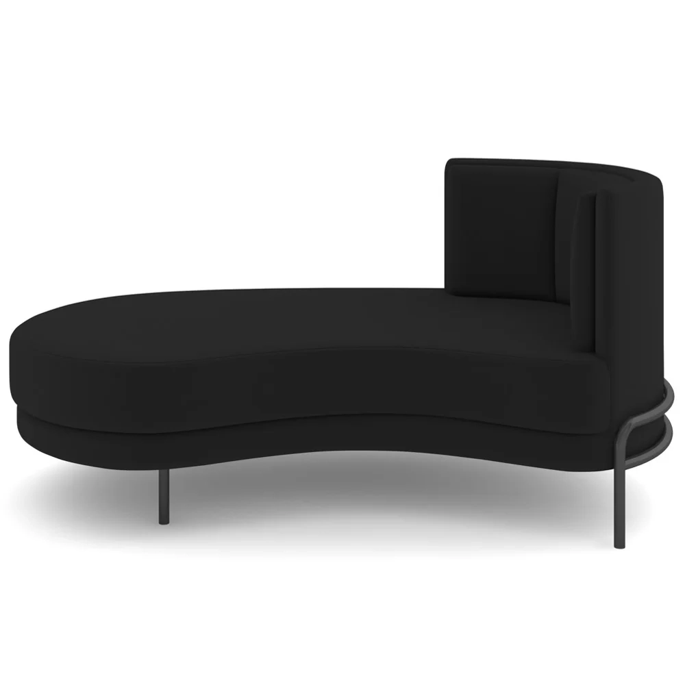 Chaise Longue Divã 164cm Braço Direito Logus D06 Veludo Preto - Mpozenato