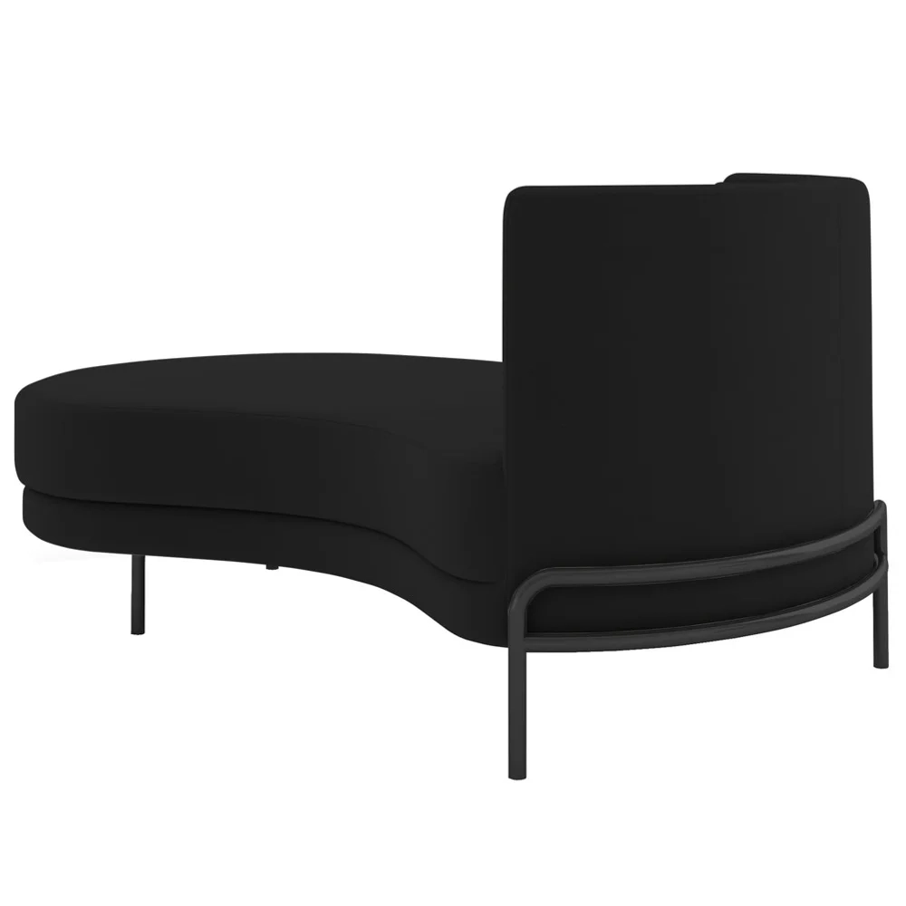 Chaise Longue Divã 164cm Braço Direito Logus D06 Veludo Preto - Mpozenato