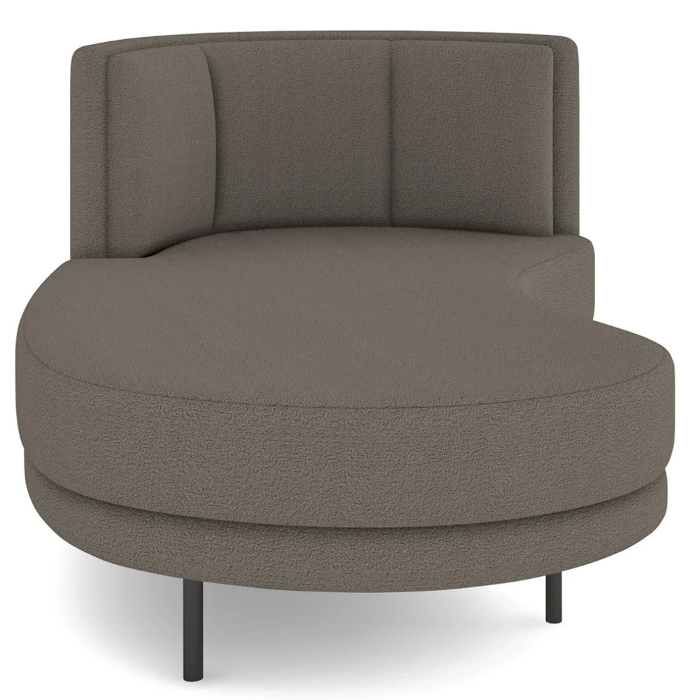 Chaise Longue Divã 164cm Braço Direito Logus D06 Boucle Bege Escuro - Mpozenato