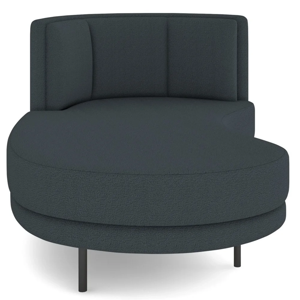 Chaise Longue Divã 164cm Braço Direito Logus D06 Boucle Chumbo - Mpozenato