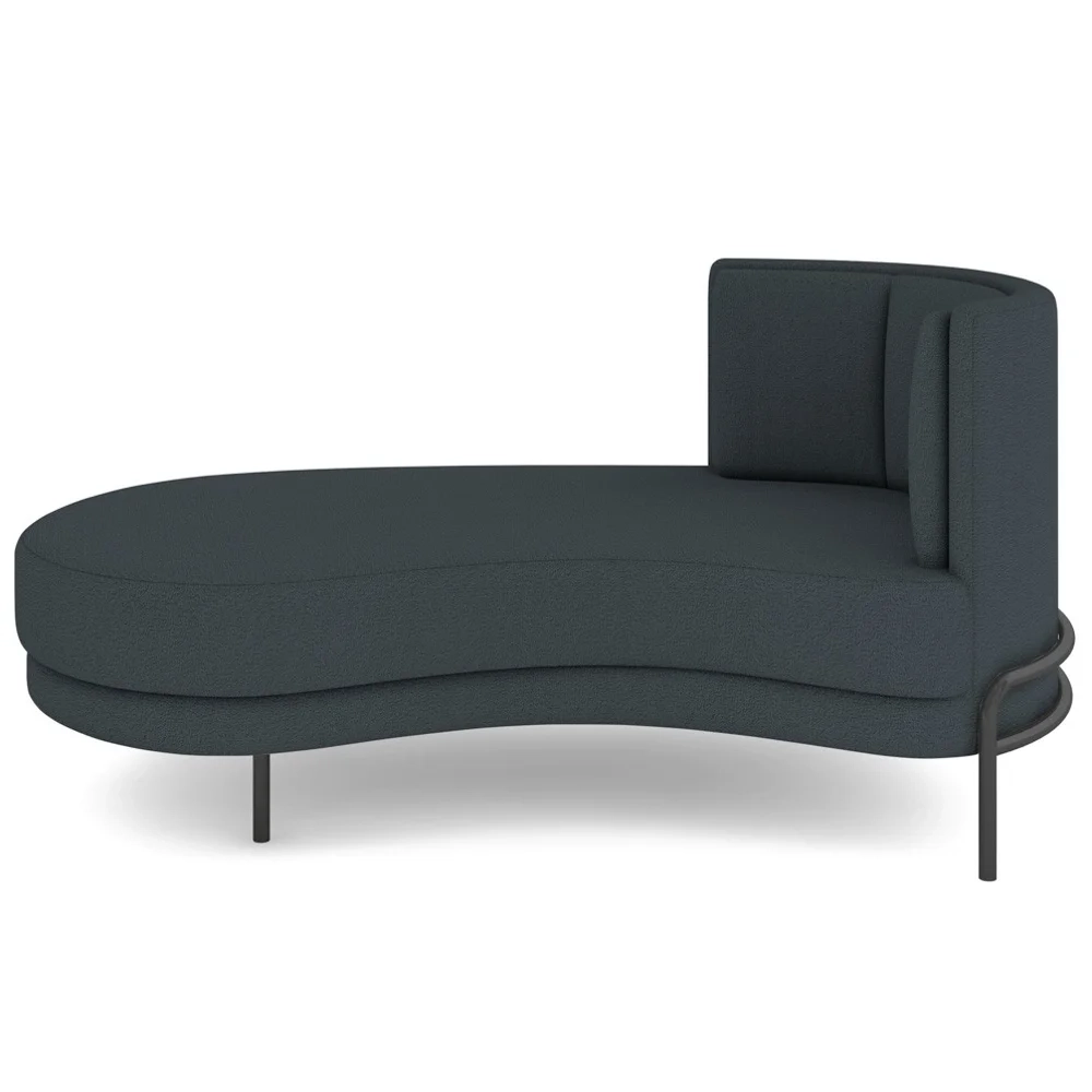 Chaise Longue Divã 164cm Braço Direito Logus D06 Boucle Chumbo - Mpozenato
