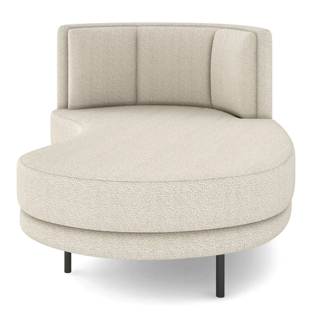 Chaise Longue Divã 164cm Braço Esquerdo Logus D06 Boucle Bege - Mpozenato