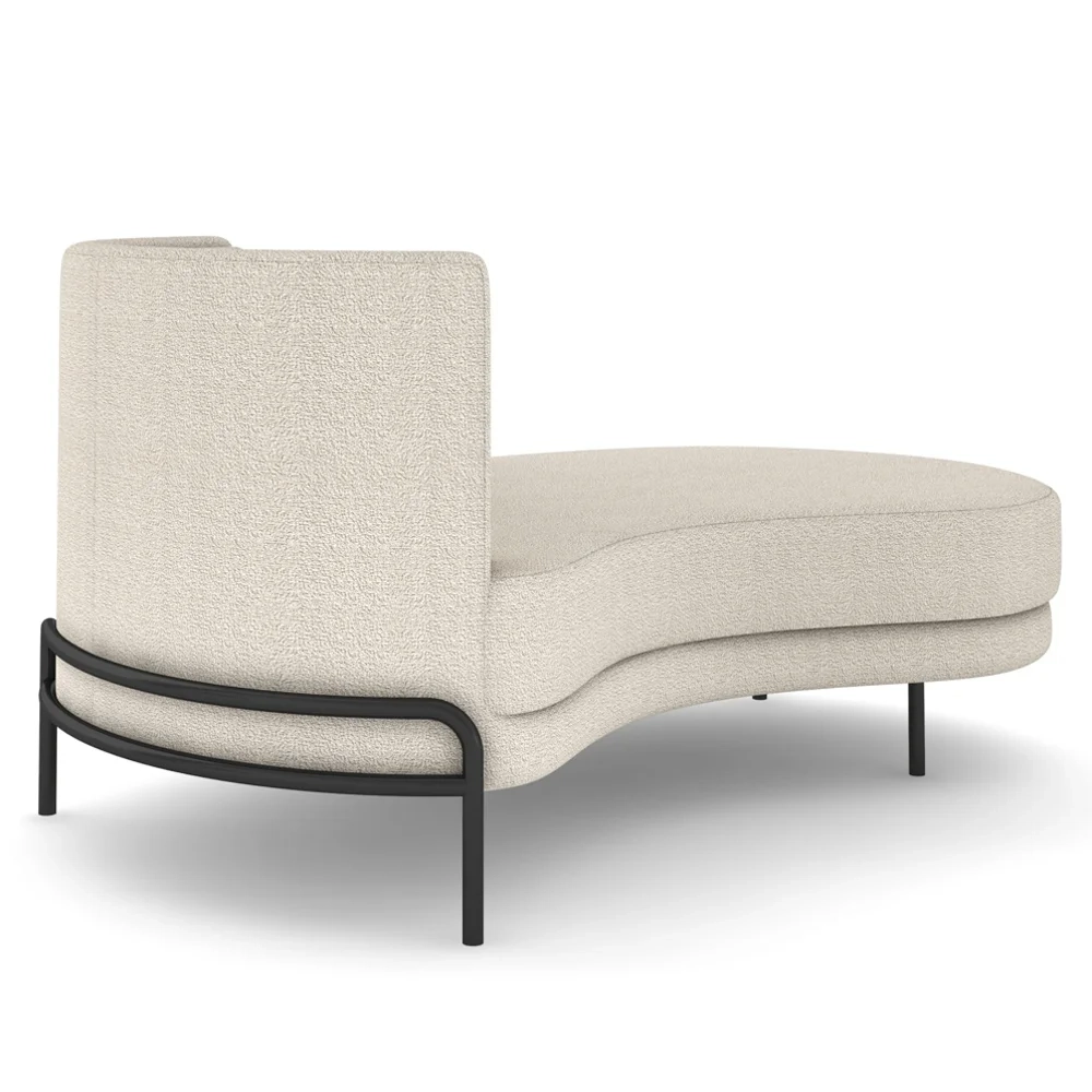 Chaise Longue Divã 164cm Braço Esquerdo Logus D06 Boucle Bege - Mpozenato