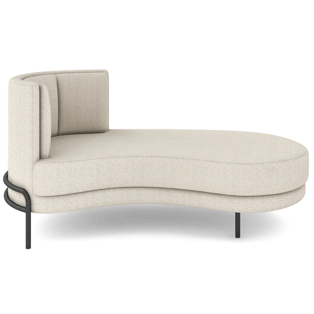 Chaise Longue Divã 164cm Braço Esquerdo Logus D06 Boucle Bege - Mpozenato