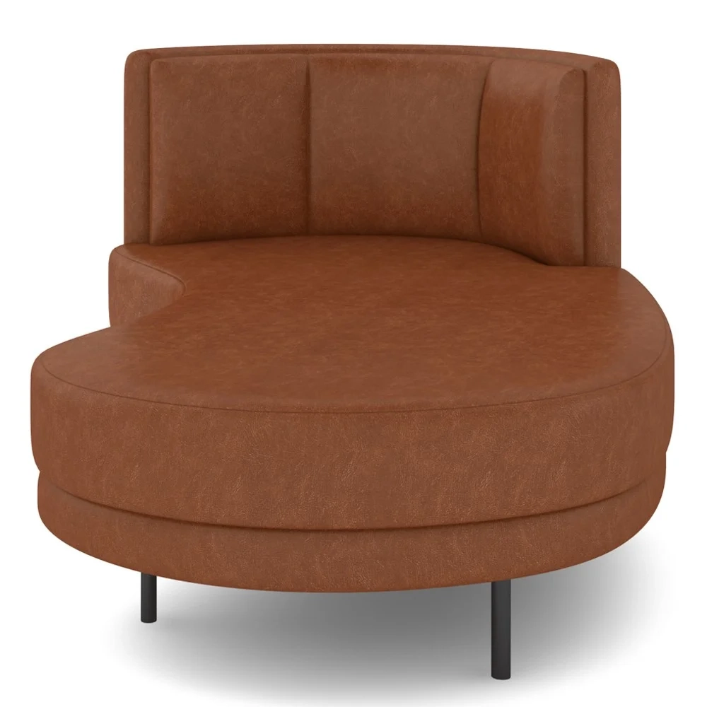 Chaise Longue Divã 164cm Braço Esquerdo Logus D06 Sintético Marrom - Mpozenato