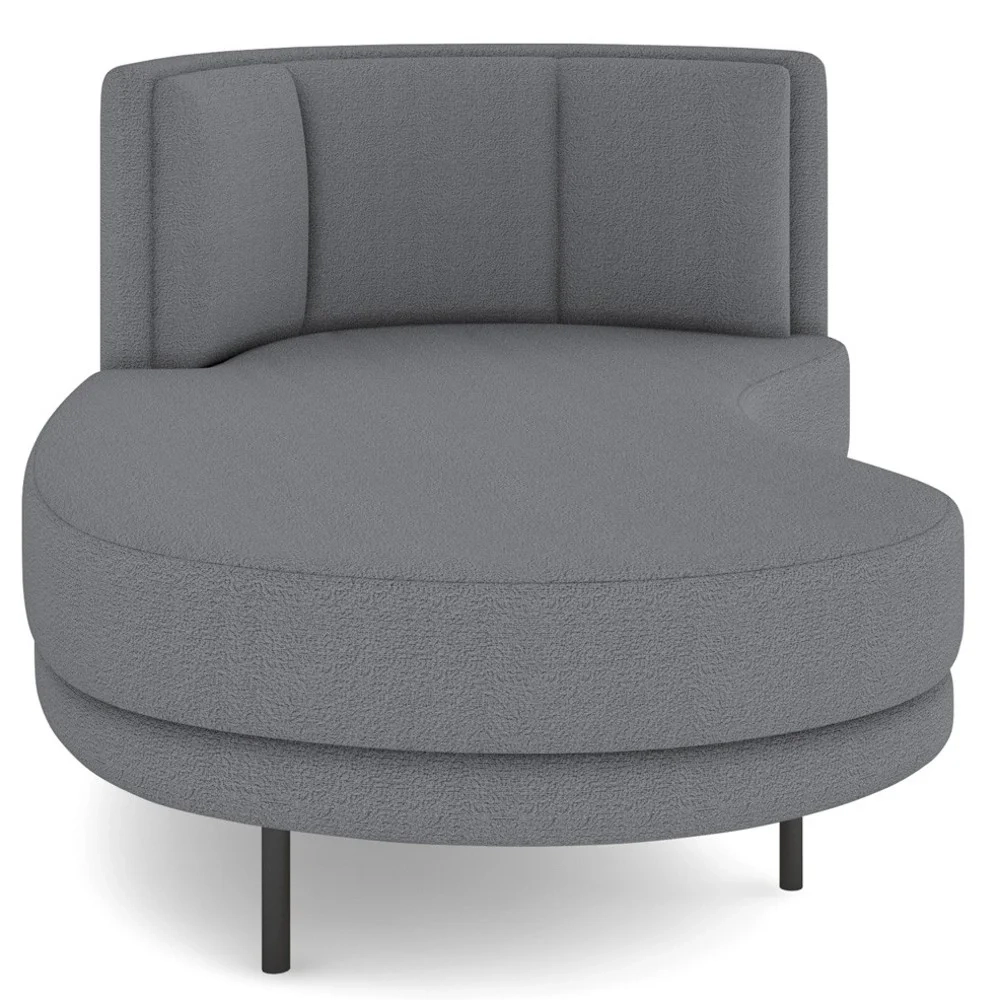 Chaise Longue Divã 164cm Braço Direito Logus D06 Boucle Cinza - Mpozenato