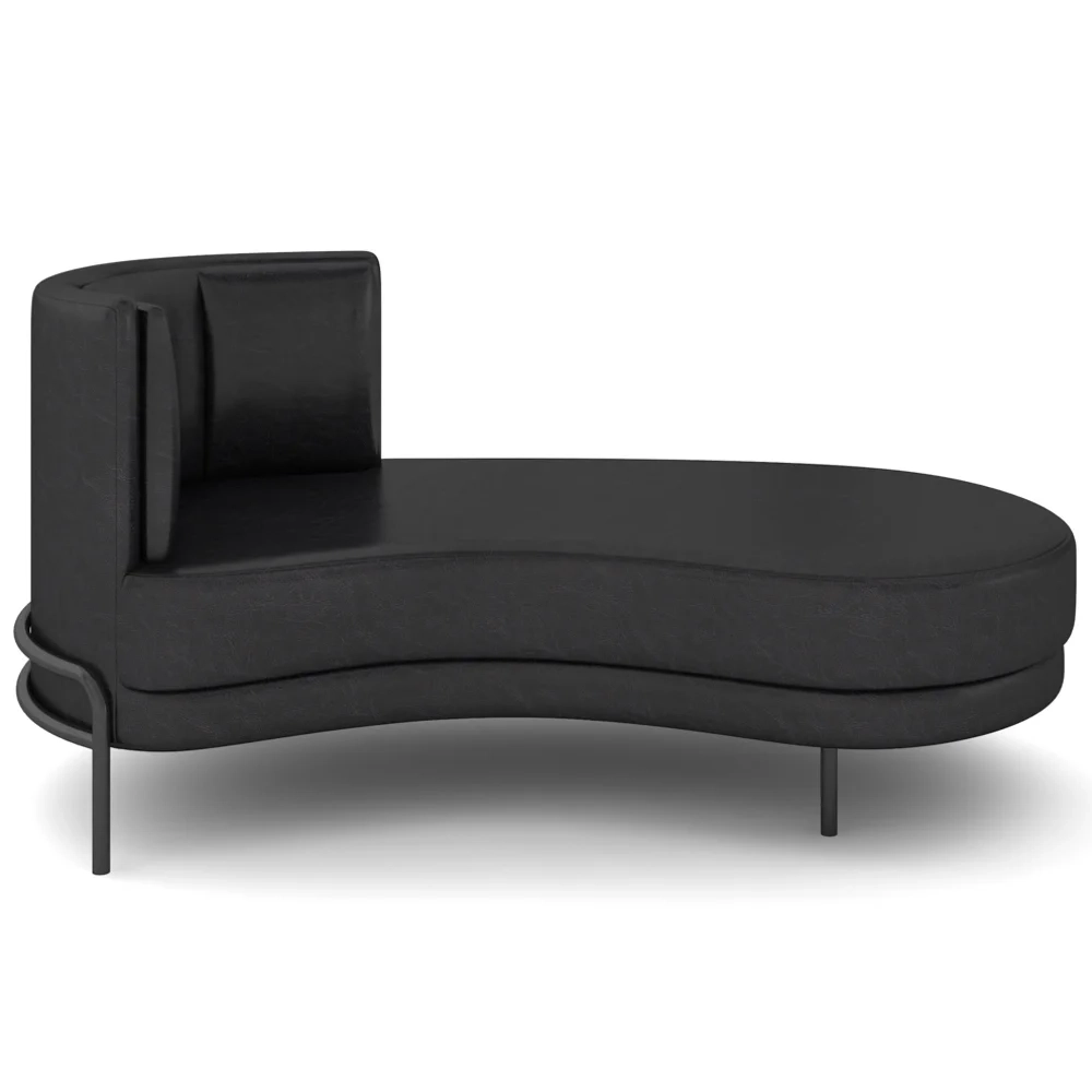 Chaise Longue Divã 164cm Braço Esquerdo Logus D06 Sintético Preto - Mpozenato