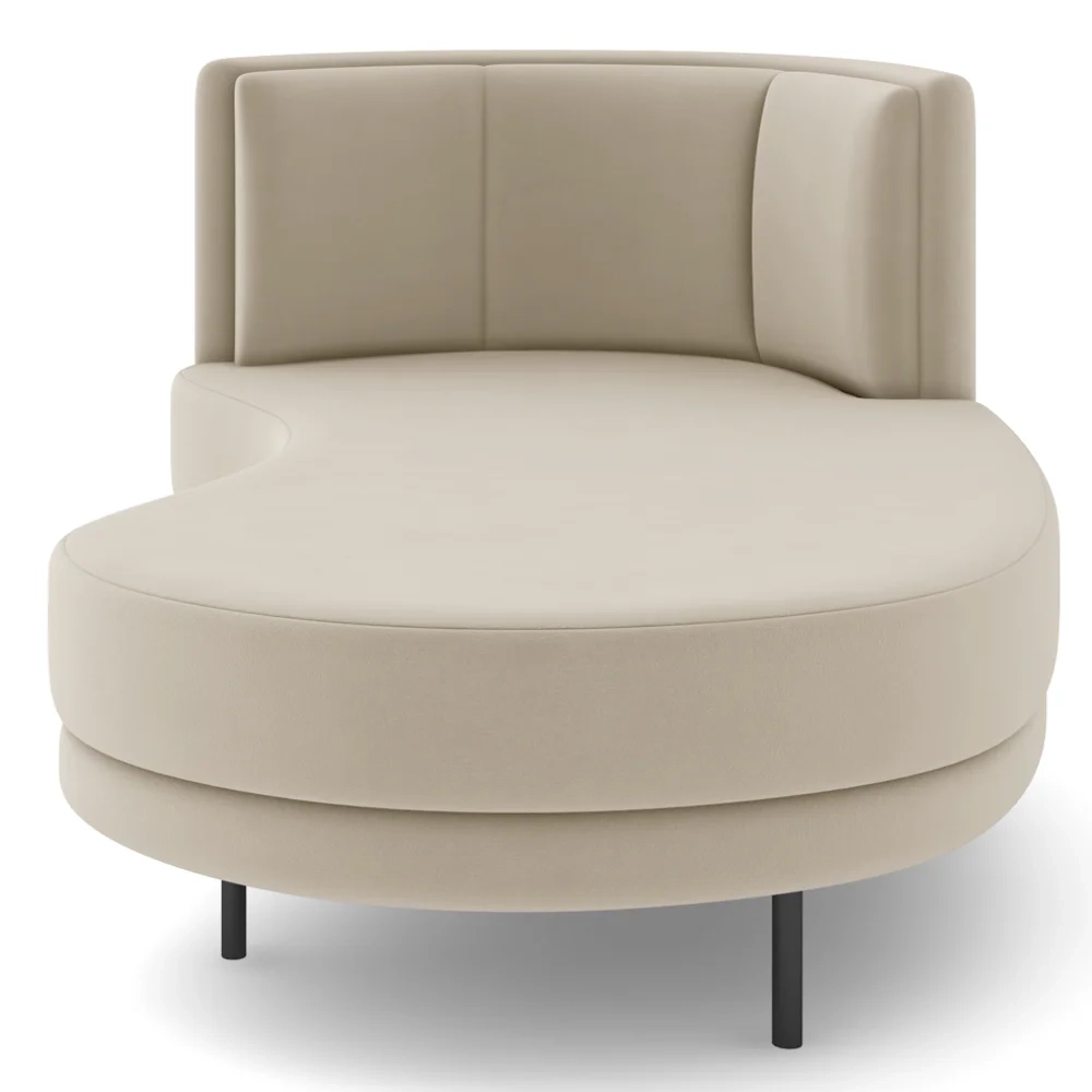 Chaise Longue Divã 164cm Braço Esquerdo Logus D06 Veludo Bege - Mpozenato