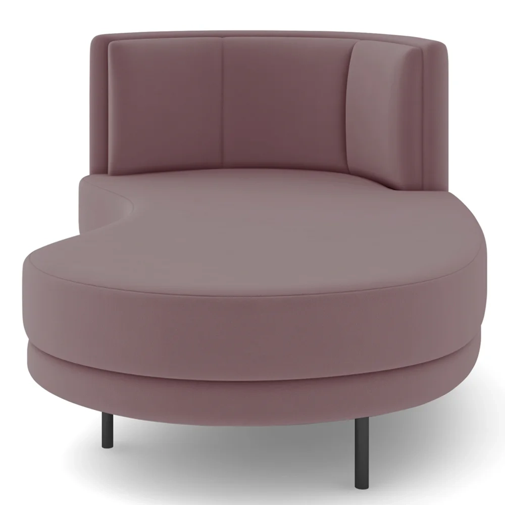 Chaise Longue Divã 164cm Braço Esquerdo Logus D06 Veludo Rosê - Mpozenato