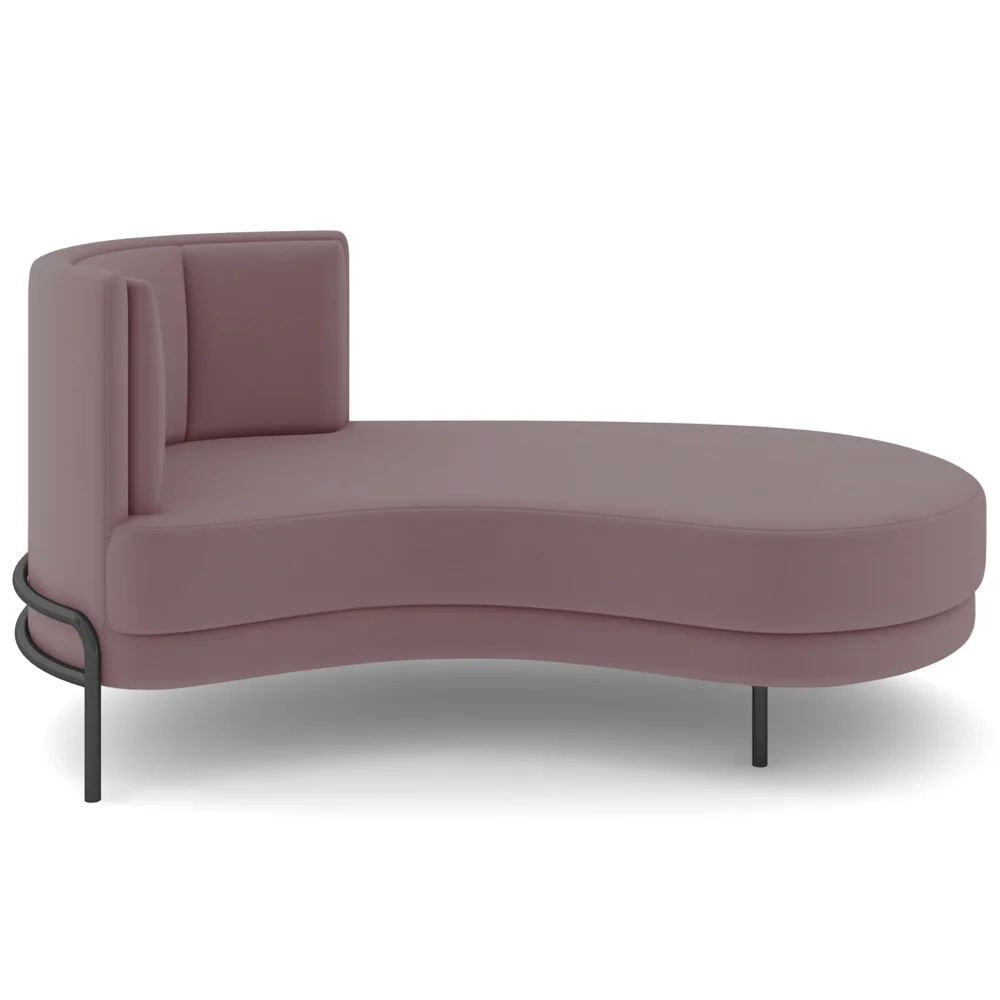 Chaise Longue Divã 164cm Braço Esquerdo Logus D06 Veludo Rosê - Mpozenato