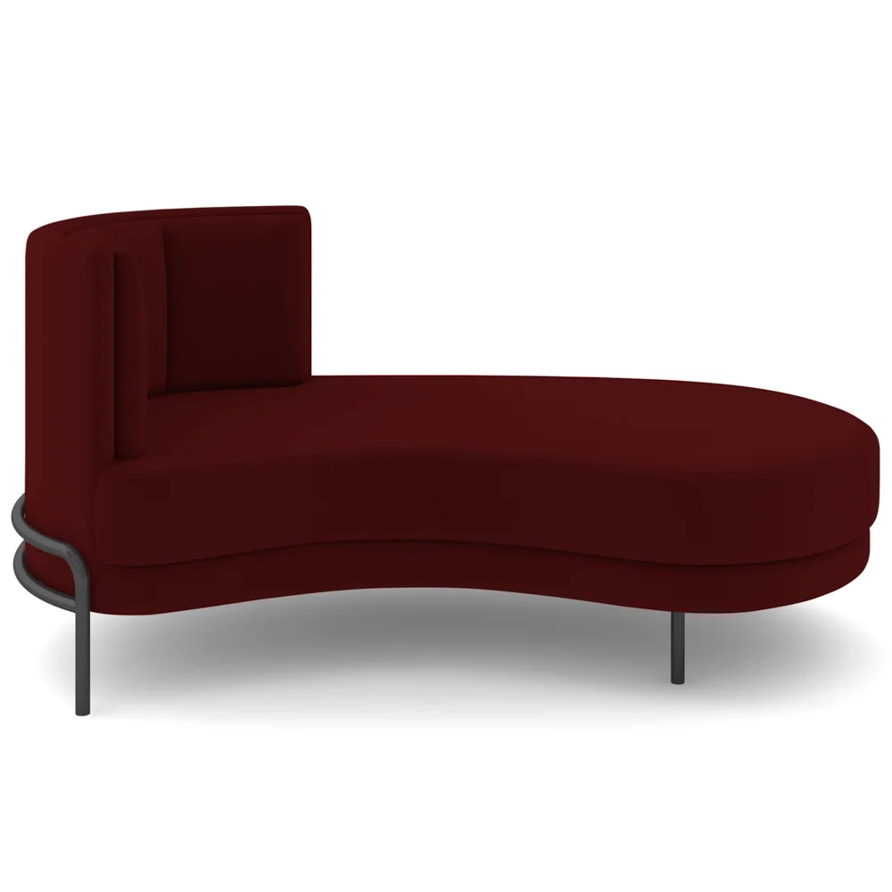 Chaise Longue Divã 164cm Braço Esquerdo Logus D06 Veludo Vermelho - Mpozenato