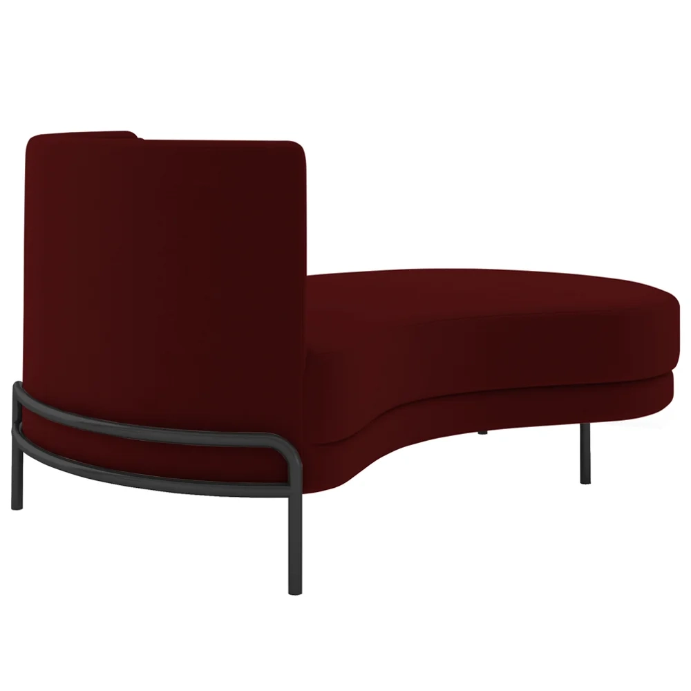 Chaise Longue Divã 164cm Braço Esquerdo Logus D06 Veludo Vermelho - Mpozenato