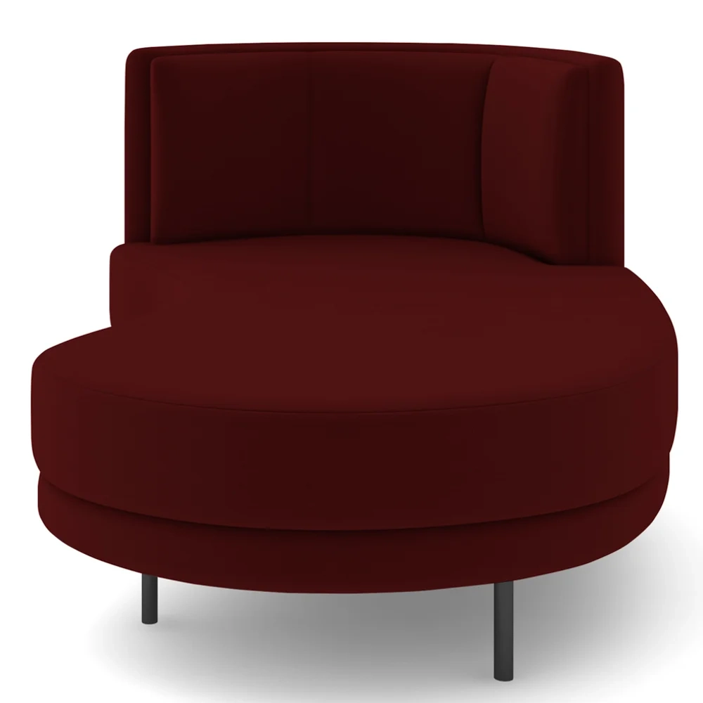 Chaise Longue Divã 164cm Braço Esquerdo Logus D06 Veludo Vermelho - Mpozenato