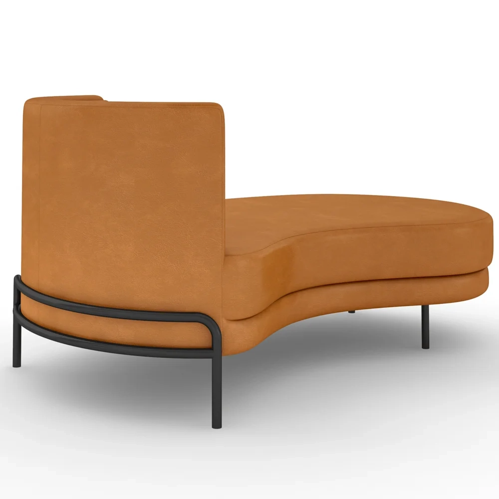 Chaise Longue Divã 164cm Braço Esquerdo Logus D06 Sintético Caramelo - Mpozenato