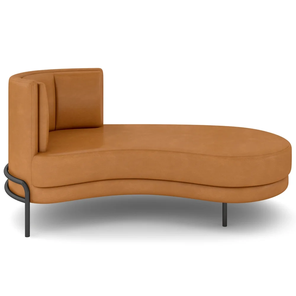 Chaise Longue Divã 164cm Braço Esquerdo Logus D06 Sintético Caramelo - Mpozenato