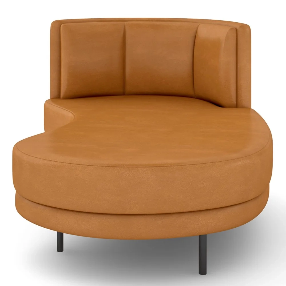 Chaise Longue Divã 164cm Braço Esquerdo Logus D06 Sintético Caramelo - Mpozenato