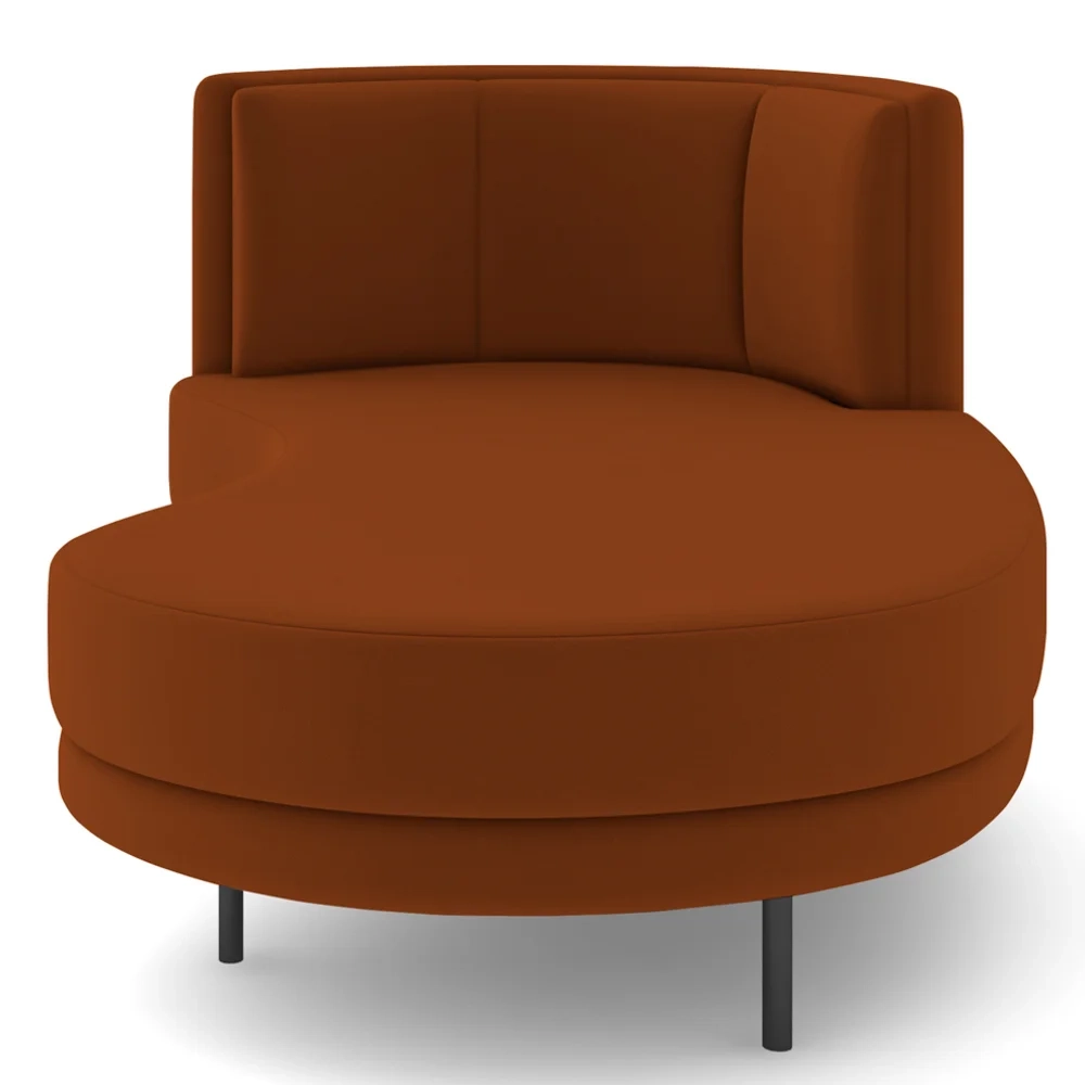 Chaise Longue Divã 164cm Braço Esquerdo Logus D06 Veludo Telha - Mpozenato