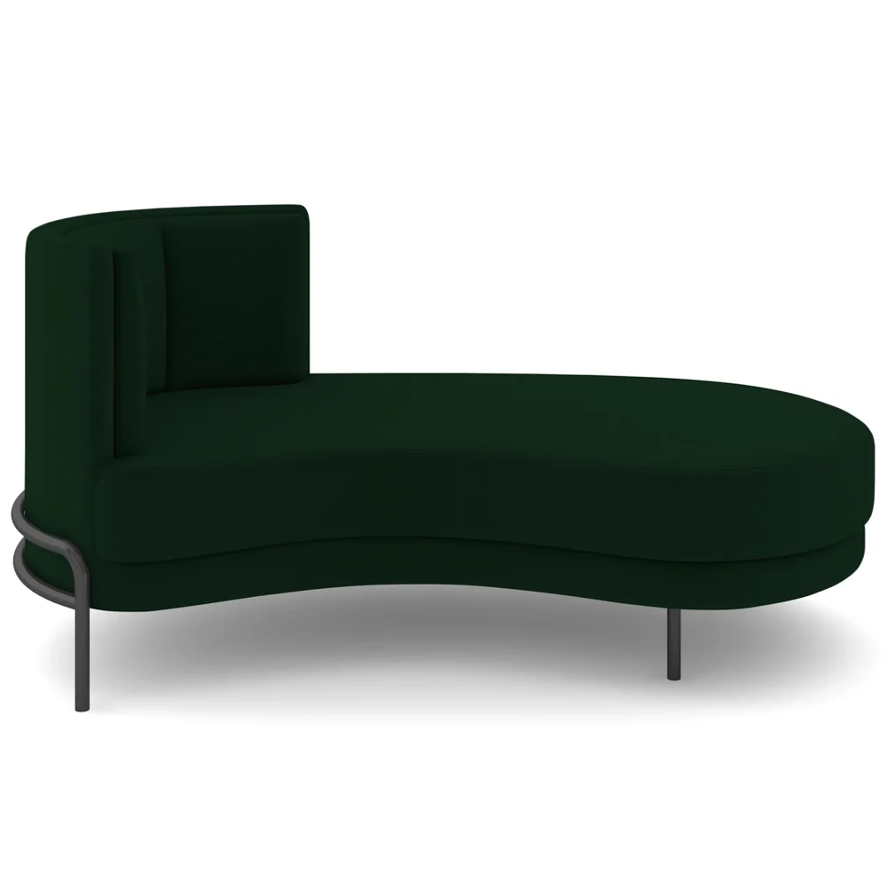Chaise Longue Divã 164cm Braço Esquerdo Logus D06 Veludo Verde - Mpozenato