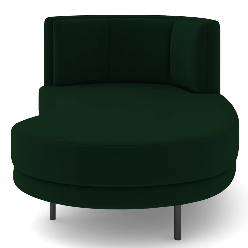 Chaise Longue Divã 164cm Braço Esquerdo Logus D06 Veludo Verde - Mpozenato