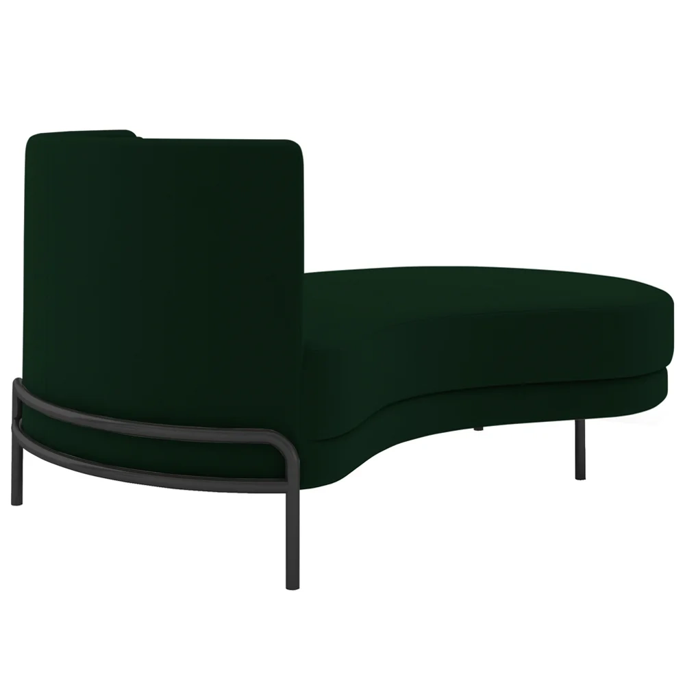 Chaise Longue Divã 164cm Braço Esquerdo Logus D06 Veludo Verde - Mpozenato