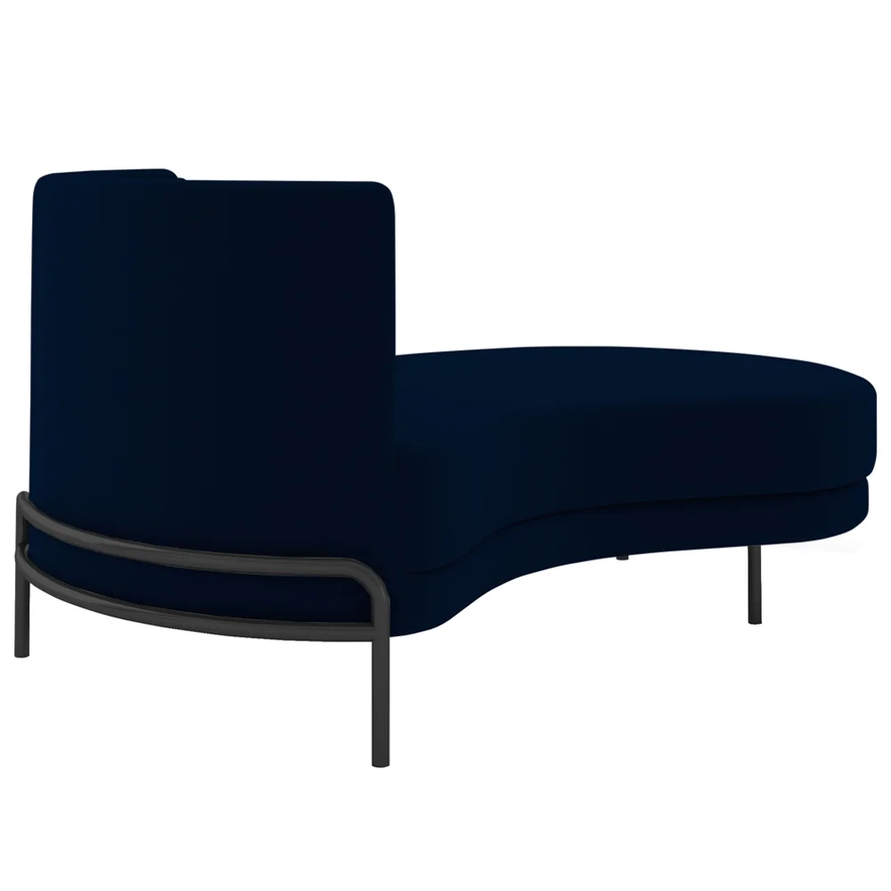 Chaise Longue Divã 164cm Braço Esquerdo Logus D06 Veludo Azul - Mpozenato
