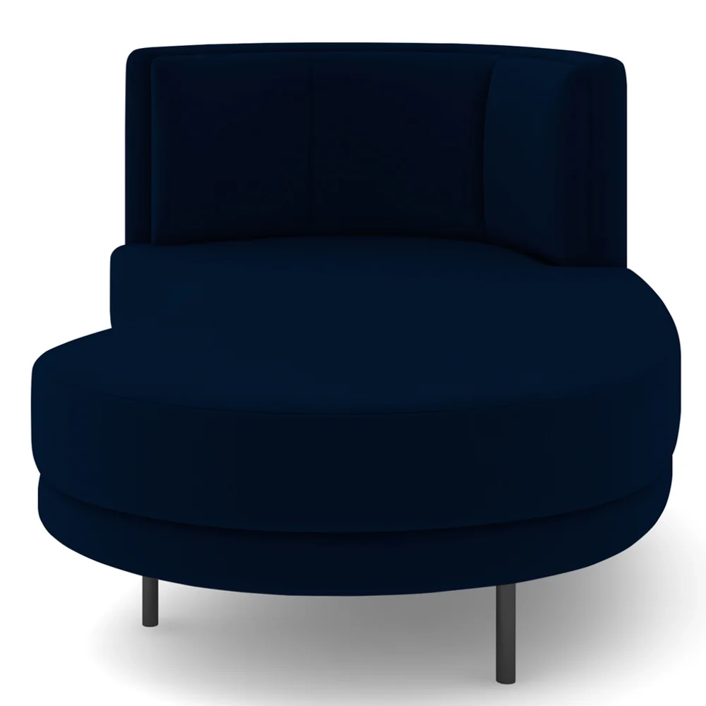 Chaise Longue Divã 164cm Braço Esquerdo Logus D06 Veludo Azul - Mpozenato