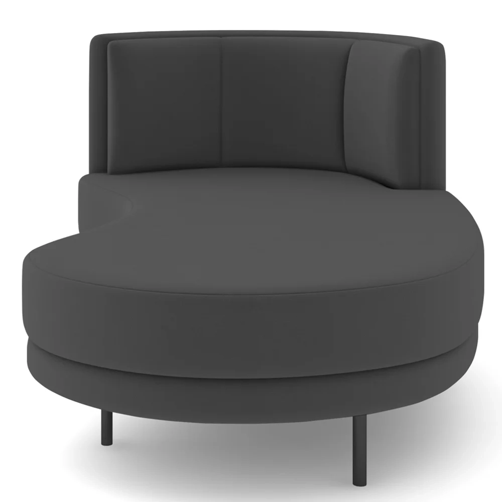 Chaise Longue Divã 164cm Braço Esquerdo Logus D06 Veludo Cinza - Mpozenato