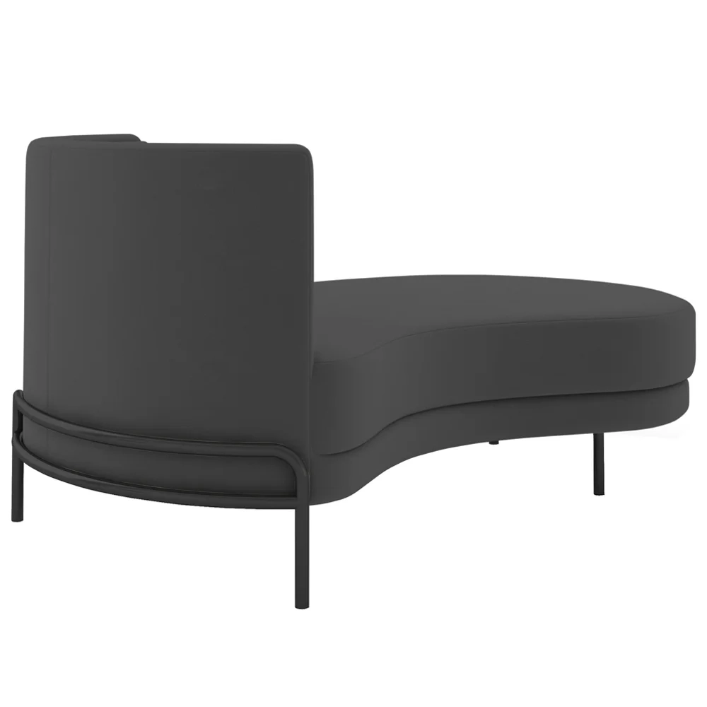 Chaise Longue Divã 164cm Braço Esquerdo Logus D06 Veludo Cinza - Mpozenato