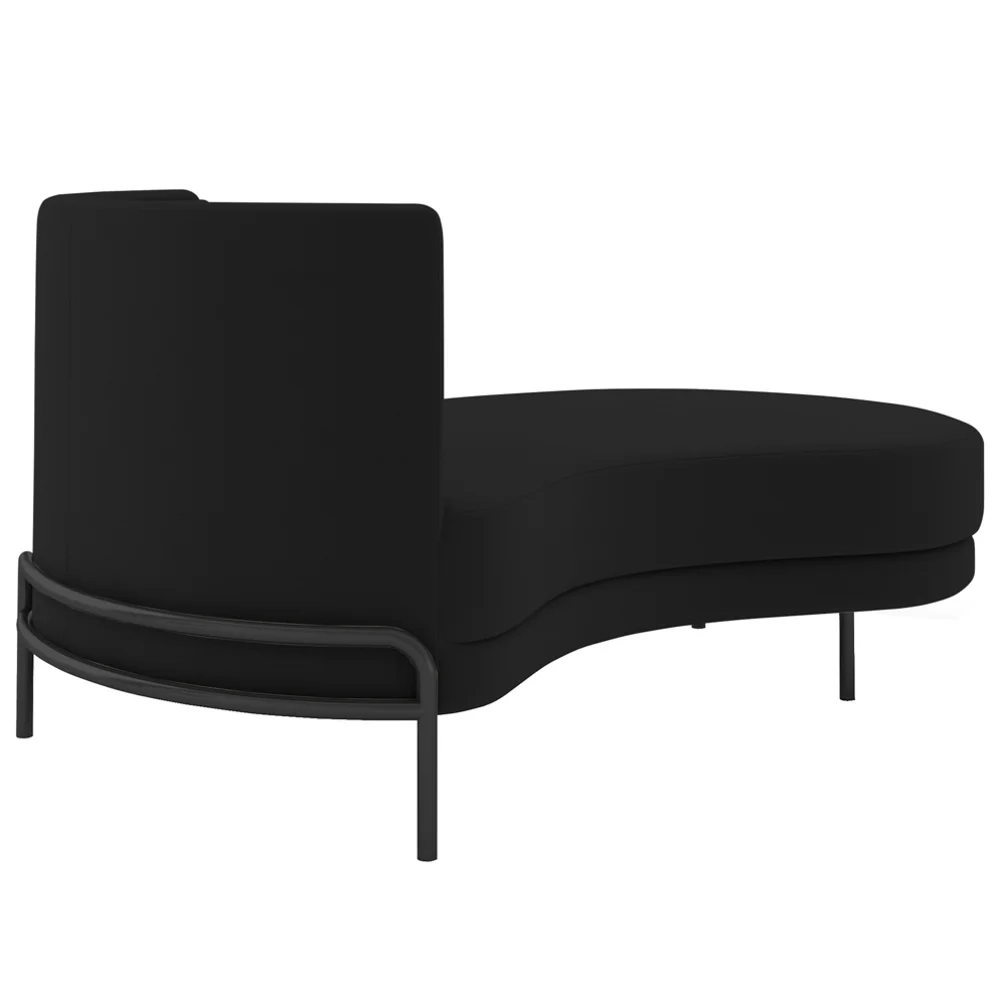 Chaise Longue Divã 164cm Braço Esquerdo Logus D06 Veludo Preto - Mpozenato