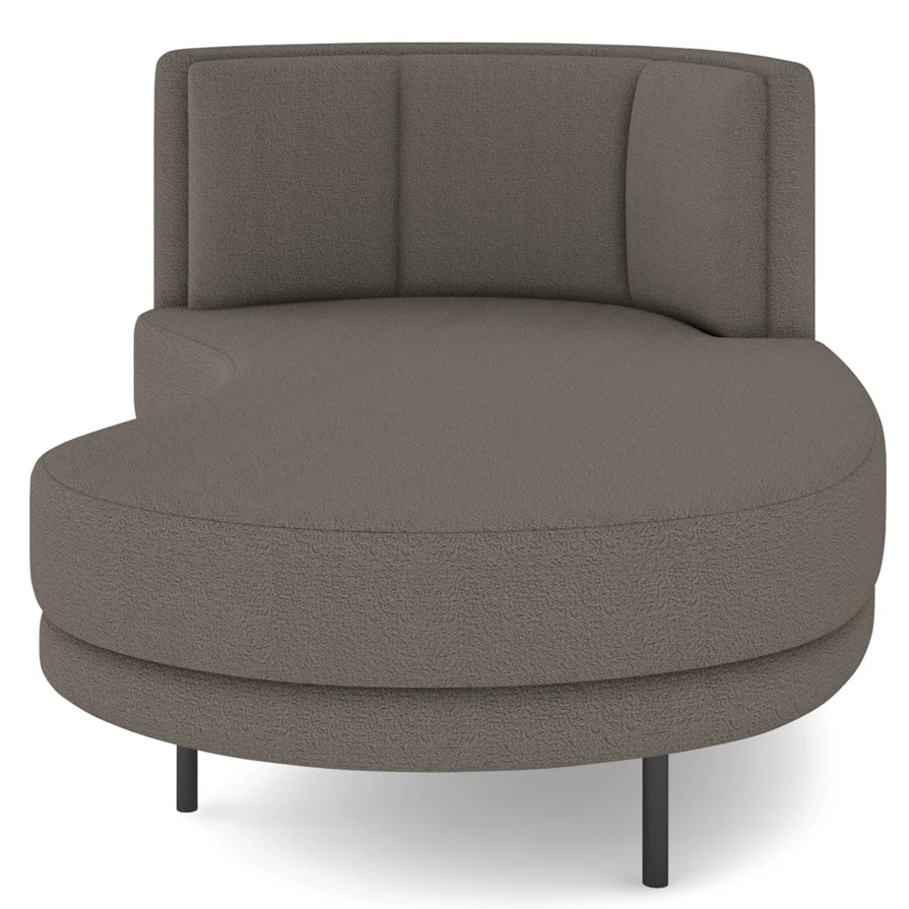 Chaise Longue Divã 164cm Braço Esquerdo Logus D06 Boucle Bege Escuro - Mpozenato