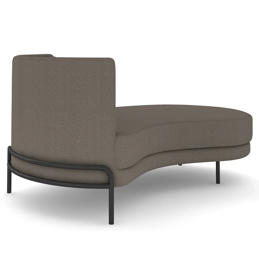 Chaise Longue Divã 164cm Braço Esquerdo Logus D06 Boucle Bege Escuro - Mpozenato