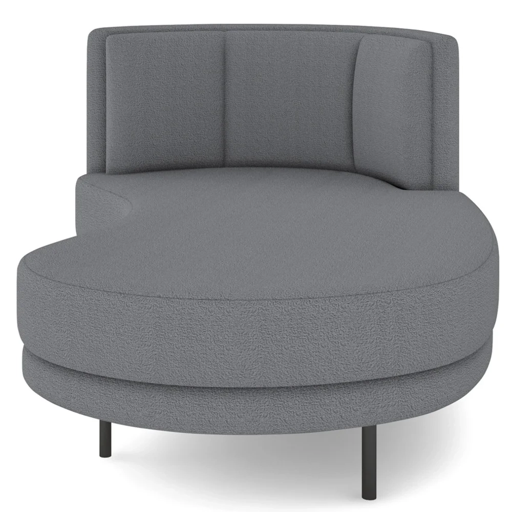 Chaise Longue Divã 164cm Braço Esquerdo Logus D06 Boucle Cinza - Mpozenato