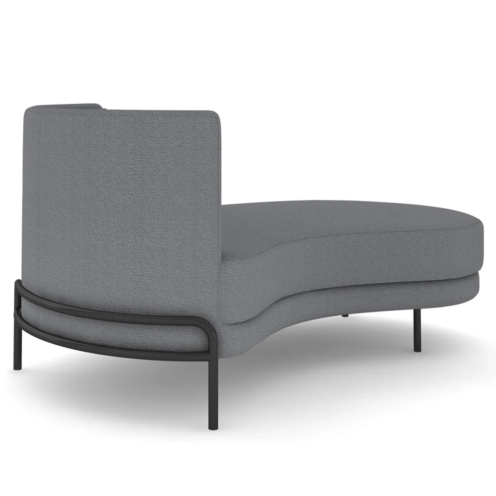 Chaise Longue Divã 164cm Braço Esquerdo Logus D06 Boucle Cinza - Mpozenato