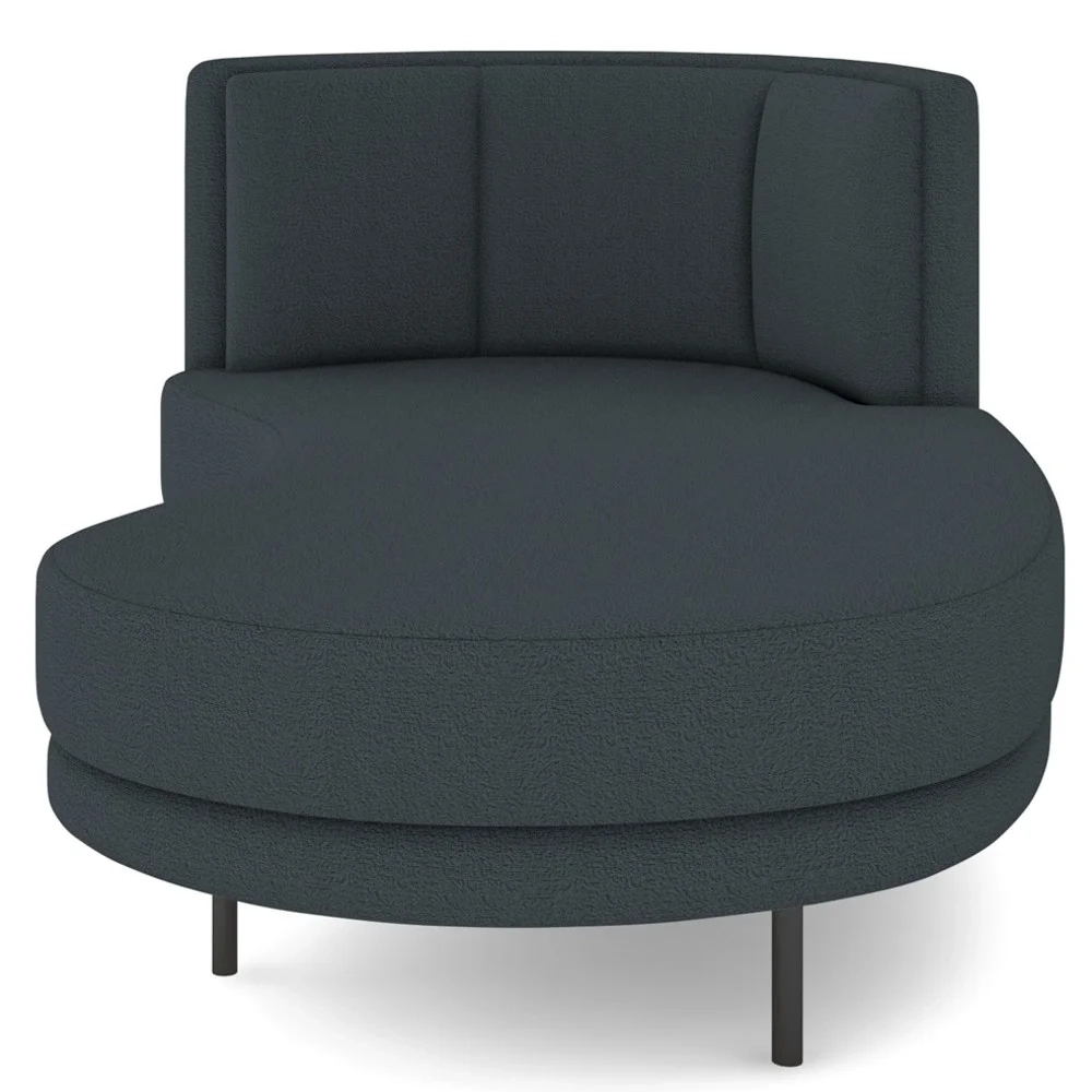 Chaise Longue Divã 164cm Braço Esquerdo Logus D06 Boucle Chumbo - Mpozenato