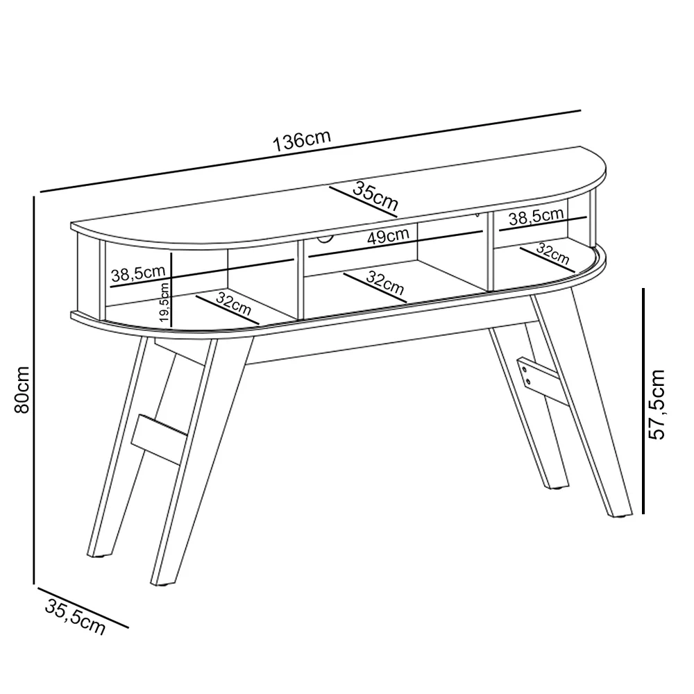 Aparador para Sala de Estar 136cm Pés Retrô Gil Z10 Calacata/Off White - Mpozenato