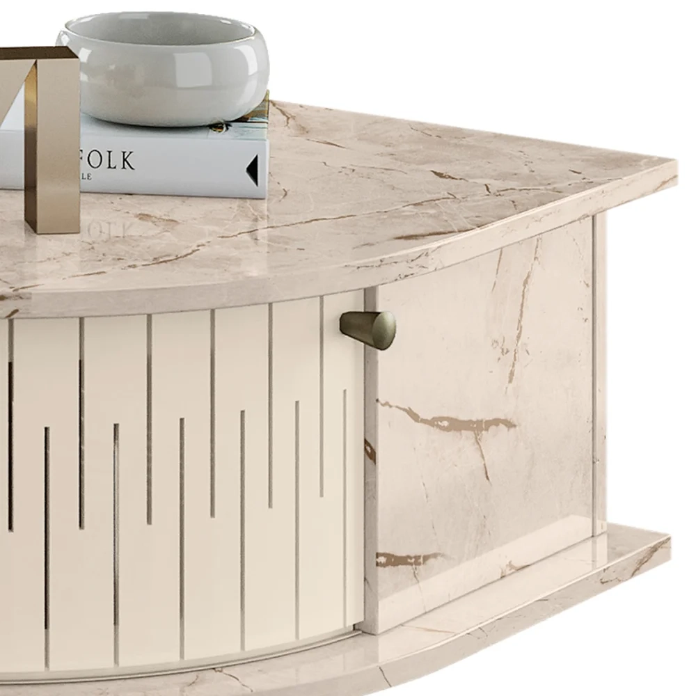 Mesa de Centro Moderna para Sala 90cm Indy Z10 Calacata/Off White - Mpozenato