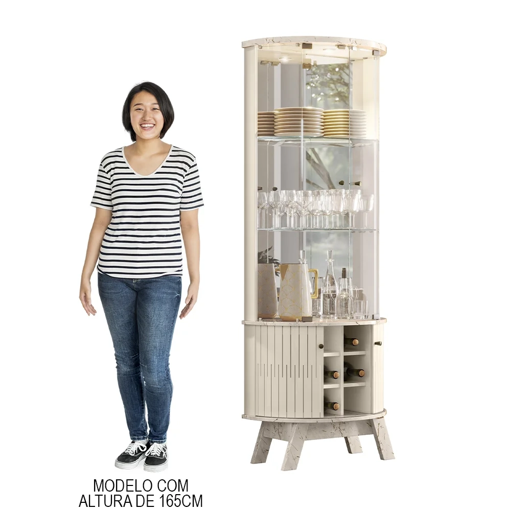 Cristaleira para Sala de Jantar 67x180cm Melina Z10 Calacata/Off White - Mpozenato