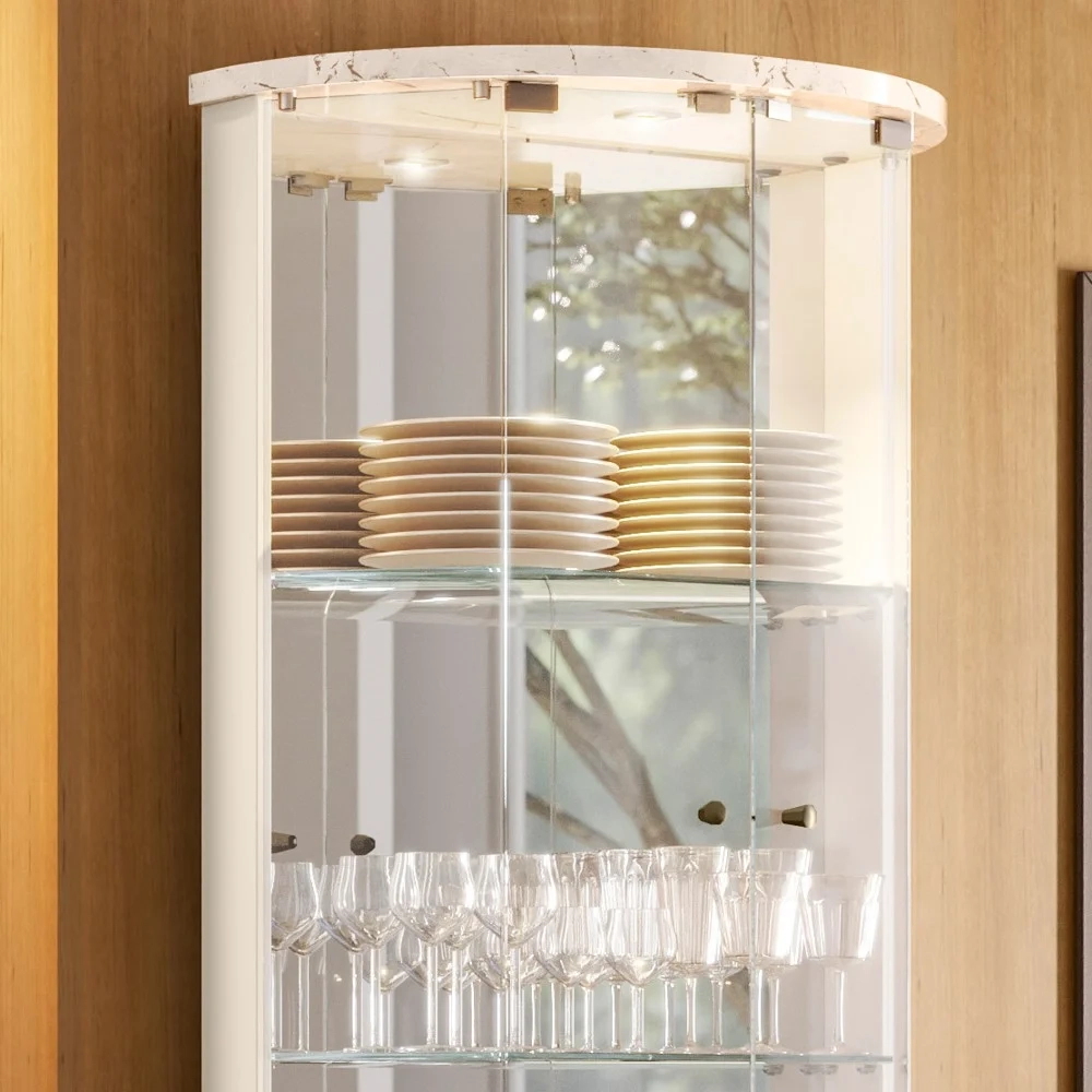 Cristaleira para Sala de Jantar 67x180cm Melina Z10 Calacata/Off White - Mpozenato