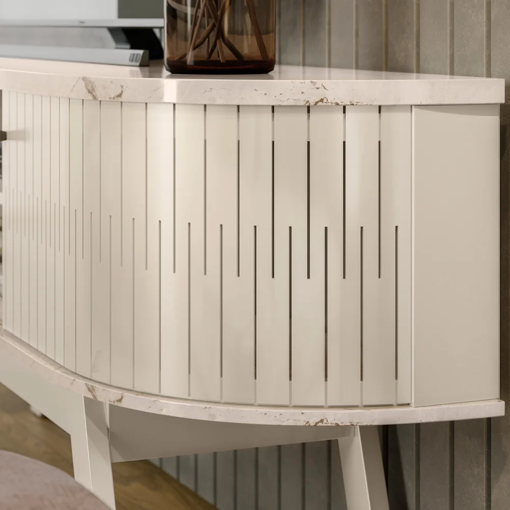 Rack Bancada para TV 75 Pol 183cm Alícia Z10 Calacata/Off White - Mpozenato